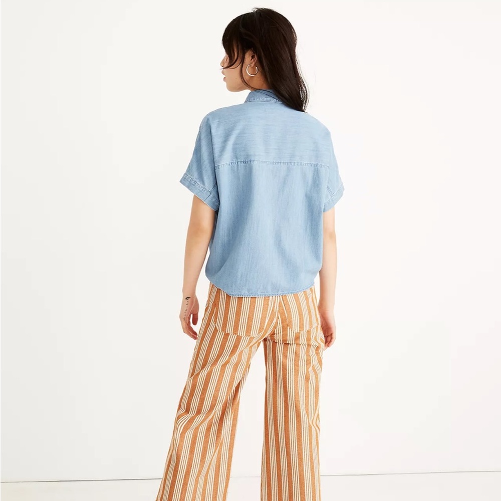 Madewell Denim Short-Sleeve Tie-Front Shirt - Picture 3 of 8